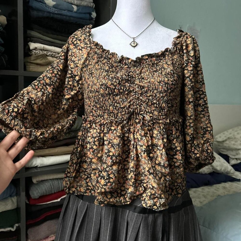 Arizona Jean Co Peplum Floral Top sz XL
